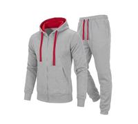 Love My Fashions® Men’s Tracksuit Full Sleeve Contrast Fleece Top & Bottom Cord Set Zipper Hood Jogging Suit Set Plus Sizes