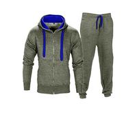 Love My Fashions® Men’s Tracksuit Full Sleeve Contrast Fleece Top & Bottom Cord Set Zipper Hood Jogging Suit Set Plus Sizes