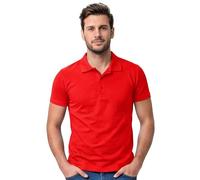 Love My Fashions Mens Polo Shirts Short Sleeve & Knitted Collar, Regular Fit, Casual Plain Cotton T-Shirts for Adults Red