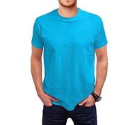 Love My Fashions Men's Round Neck Short Sleeves Plain T-Shirt Azure Blue