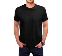 Love My Fashions Men's Round Neck Short Sleeves Plain T-Shirt Black