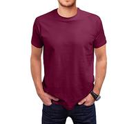 Love My Fashions Men's Round Neck Short Sleeves Plain T-Shirt Burgundy