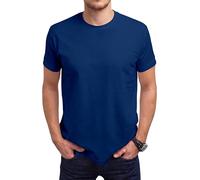 Love My Fashions Men's Round Neck Short Sleeves Plain T-Shirt Deep Navy