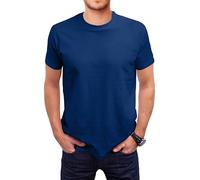 Love My Fashions Men's Round Neck Short Sleeves Plain T-Shirt Deep Navy