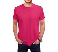 Love My Fashions Men's Round Neck Short Sleeves Plain T-Shirt Fuchsia