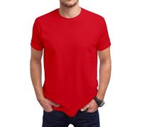 Love My Fashions Men's Round Neck Short Sleeves Plain T-Shirt Plus Sizes (XLL, Red)