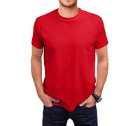 Love My Fashions Men's Round Neck Short Sleeves Plain T-Shirt Red
