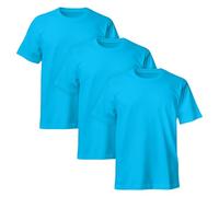 Love My Fashions® Men's Round Neck Short Sleeves Plain T-Shirt Valuweight Cotton tees Pack of 3 (UK, Alpha, S, Regular, Regular, Azure Blue)