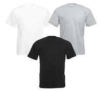 Love My Fashions® Men's Round Neck Short Sleeves Plain T-Shirt Valuweight Cotton tees Pack of 3 (UK, Alpha, XXL, Regular, Regular, Black/White/Heather Grey)