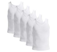 Love My Fashions® Mens Undershirts Vest Tank Tops Sleeveless Cotton Undershirt Pack of 5 Vests for Men UK White