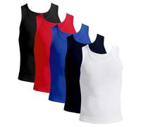 Love My Fashions® Mens Undershirts Vest Tank Tops Sleeveless Undershirt Cotton Pack of 5 Vests for Men UK (UK, Alpha, XXL, Regular, Regular, White Royal Blue Red Deep Navy Black)
