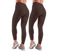 Love My Fashions Pack of 2 Women's Fleece Seamless High Waisted Leggings for Workout, Running, Tummy Control Buttery Soft Gym Yoga Stretchy Thick Pants Brown