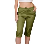 Love My Fashions® Short for Women UK Knee Length Shorts Ladies Capri Stretch Cropped 3/4 Italian Casual Drawstring Shorts with Pockets Comfy Plus Sized Khaki