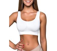 Love My Fashions® Sports Bras for Women Padded Seamless Wirefree Comfort Sleep Bra Stretch Crop Tops Vest for Gym Yoga Running Workout Fitness White