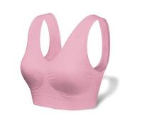 Love My Fashions® Sports Bras for Women Padded Seamless Wirefree Comfort Sleep Bra Stretch Crop Tops Vest for Gym Yoga Running Workout Fitness Baby Pink