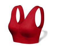 Love My Fashions® Sports Bras for Women Padded Seamless Wirefree Comfort Sleep Bra Stretch Crop Tops Vest for Gym Yoga Running Workout Fitness Red