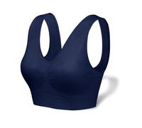 Love My Fashions® Sports Bras for Women Padded Seamless Wirefree Comfort Sleep Bra Stretch Crop Tops Vest for Gym Yoga Running Workout Fitness Navy Blue