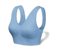 Love My Fashions® Sports Bras for Women Padded Seamless Wirefree Comfort Sleep Bra Stretch Crop Tops Vest for Gym Yoga Running Workout Fitness Aqua Blue