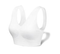 Love My Fashions® Sports Bras for Women Padded Seamless Wirefree Comfort Sleep Bra Stretch Crop Tops Vest for Gym Yoga Running Workout Fitness White