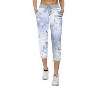 Love My Fashions® Women Italian Multi Printed Floral Turn Up Trouser Elasticated Waistband Causal Drawstring Pant with Side Pockets for Gym Running & Workout