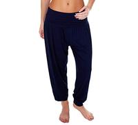 Love My Fashions® Women Plain & Printed Alibaba Harem Baggy Style Trouser Ankle Cuff Elastic High Waist Full-Length Pajama Gym Sports Casual wear Yoga Pants Navy Blue