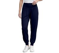 Love My Fashions® Women Plain & Printed Alibaba Harem Baggy Style Trouser Ankle Cuff Elastic High Waist Full-Length Pajama Gym Sports Casual wear Yoga Pants Navy Blue