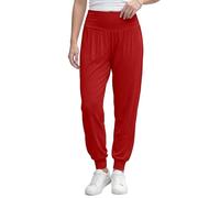 Love My Fashions® Women Plain & Printed Alibaba Harem Baggy Style Trouser Ankle Cuff Elastic High Waist Full-Length Pajama Gym Sports Casual wear Yoga Pants Red