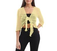 Love My Fashions® Women’s Fish Net Knitted Tie Up Bolero Shrug Top Ladies 3/4 Sleeve One Size Fits All Ivory