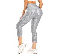 Love My Fashions® Women’s High Waist ¾ Gym Workout Honeycomb TikTok Leggings Scrunch Butt Lifting Sports Tummy Control Yoga Pants Waffle Slim Fit Booty Tights Grey