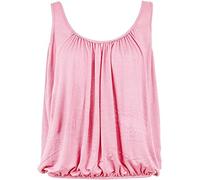 Love My Fashions® Women Bubble Hem Straps Vest Top Women Round Scoop Neckline Vest Top Elasticated Swing Waist Sleeveless Top Baby Pink