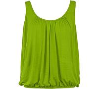 Love My Fashions® Women Bubble Hem Straps Vest Top Women Round Scoop Neckline Vest Top Elasticated Swing Waist Sleeveless Top Apple Green