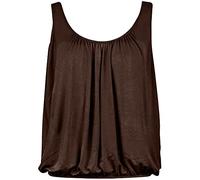 Love My Fashions® Women Bubble Hem Straps Vest Top Women Round Scoop Neckline Vest Top Elasticated Swing Waist Sleeveless Top Dark Brown
