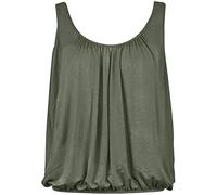 Love My Fashions® Women Bubble Hem Straps Vest Top Women Round Scoop Neckline Vest Top Elasticated Swing Waist Sleeveless Top Khaki