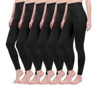 Love My Fashions® Women's 6 Pack Super Soft High Waisted Elasticated Tummy Control Winter Warm Thick Fleece Lined Seamless Full-Length Leggings for Workout & Running