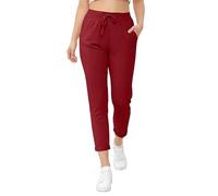 Love My Fashions® Womens Athletic Italian Active Yoga Trouser Pants Ladies Elasticated Drawstring Waist Open Ankle Sportswear Stretchy Cotton Summer Pajama Jogging Bottoms with Pockets Plus Size Wine