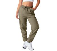 Love My Fashions® Women's Cargo Trousers Soft Fleece Ladies Slim Fit with High-Waisted Cargo Pants Combat Work Trousers Y2K Style Joggers for Women UK with Multi-Pocket Khaki