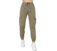 Love My Fashions® Women's Cargo Trousers Soft Fleece Ladies Slim Fit with High-Waisted Cargo Pants Combat Work Trousers Y2K Style Joggers for Women UK with Multi-Pocket Khaki