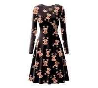 Love My Fashions® Womens Christmas Dress Casual Long Sleeve Round Neck Party Dress for Women Kissing Reindeer Santa Snowman Snowflake Flared Xmas Costume Swing Skater Mini Novelty Outfits