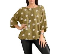 Love My Fashions® Women's Daisy Print Linen Tunic Top - Cotton Floral Crew Neck Tees, Tunic Short Sleeves, Going Out Ladies Summer Tops Plus Size