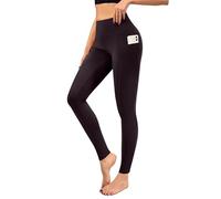 Love My Fashions® Women's High Waisted Plain Sport Leggings Tummy Control Workout Gym Leggings with Pockets Stretchable Sportswear Yoga Pants Brown