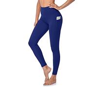 Love My Fashions® Women's High Waisted Plain Sport Leggings Tummy Control Workout Gym Leggings with Pockets Stretchable Sportswear Yoga Pants Blue