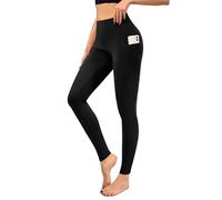 Love My Fashions® Women's High Waisted Plain Sport Leggings Tummy Control Workout Gym Leggings with Pockets Stretchable Sportswear Yoga Pants Black