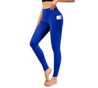 Love My Fashions® Women's High Waisted Plain Sport Leggings Tummy Control Workout Gym Leggings with Pockets Stretchable Sportswear Yoga Pants Blue