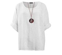 Love My Fashions® Women's Italian Lagenlook Tunic Top - Oversized Loose Fit 3/4 Sleeve Round Neck Casual & Comfortable UK Fashion White