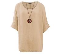 Love My Fashions® Womens Italian Lagenlook Crew Neck Long Sleeve Plain Casual Loose Fit Tunic Top Plus Size UK Beige