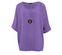 Love My Fashions® Women's Italian Lagenlook Tunic Top - Oversized Loose Fit 3/4 Sleeve Round Neck Casual & Comfortable UK Fashion Lilac