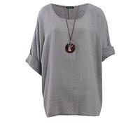 Love My Fashions® Women's Italian Lagenlook Tunic Top - Oversized Loose Fit 3/4 Sleeve Round Neck Casual & Comfortable UK Fashion Grey