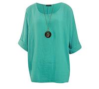 Love My Fashions® Women's Italian Lagenlook Tunic Top - Oversized Loose Fit 3/4 Sleeve Round Neck Casual & Comfortable UK Fashion Mint Green