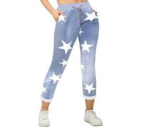 Love My Fashions® Women's Italian Multi Print Trousers Floral Turn up Joggers Ribbed Waistbands Casual Drawstring Summer Gym Running Pants for Ladies