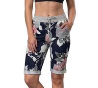 Love My Fashions® Womens Italian Shorts Floral & Tiedye Print 3/4 Cropped Capri Trousers with Side Pockets Elasticated Drawstring Knee Length Turn Up Summer Magic Shorts for Ladies